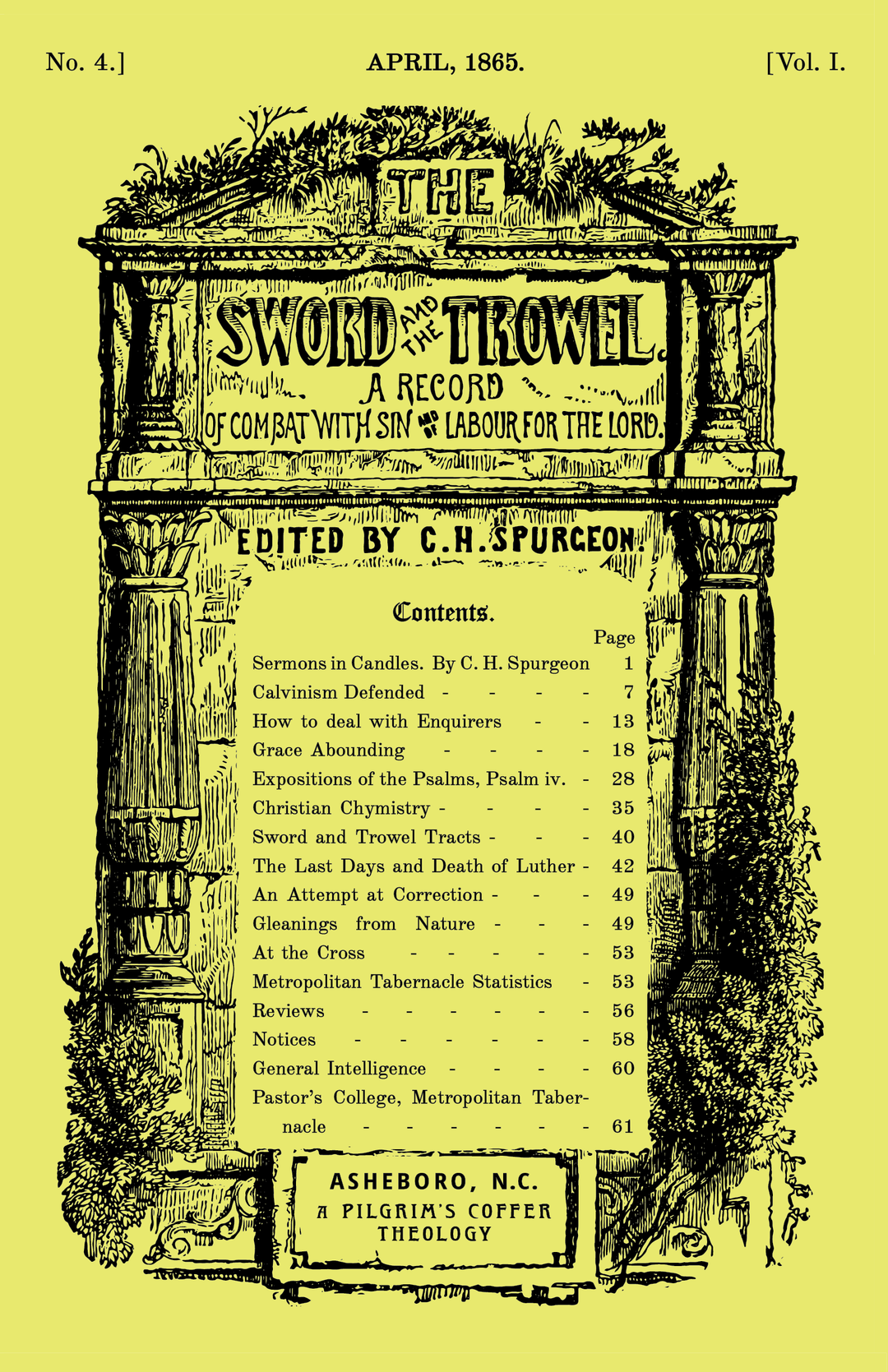 The Sword and the Trowel — April, 1865 (A Pilgrim's Coffer Theology Edition)