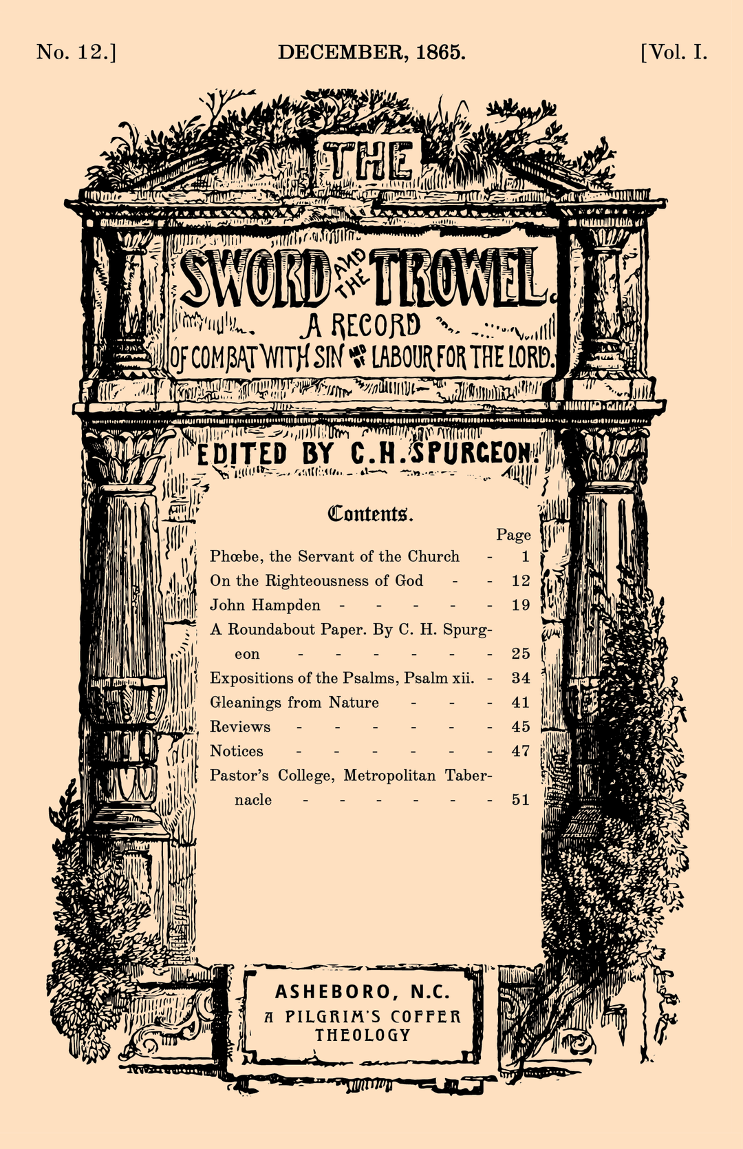 The Sword and the Trowel — December, 1865 (A Pilgrim's Coffer Theology Edition)