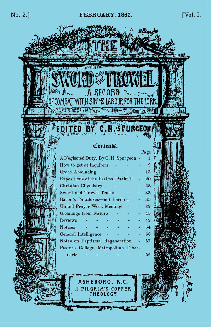 The Sword and the Trowel — February, 1865 (A Pilgrim's Coffer Theology Edition)