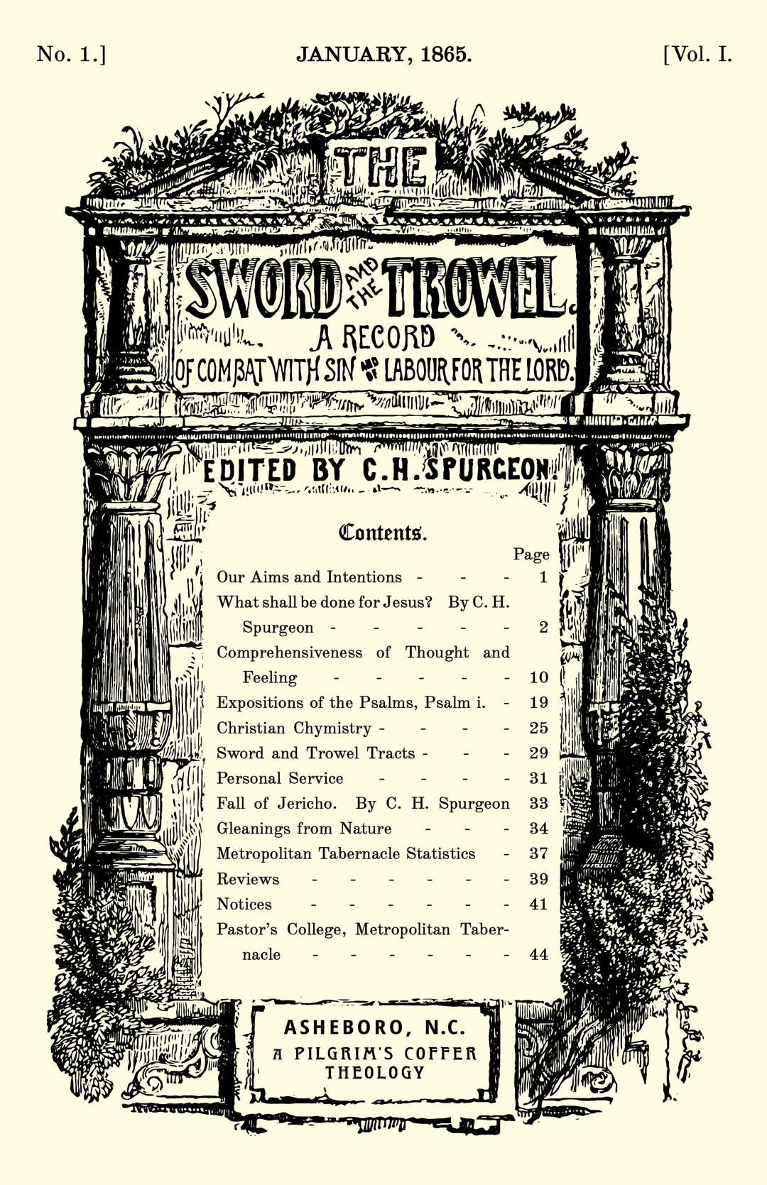 The Sword and the Trowel — January, 1865 (A Pilgrim's Coffer Theology Edition)