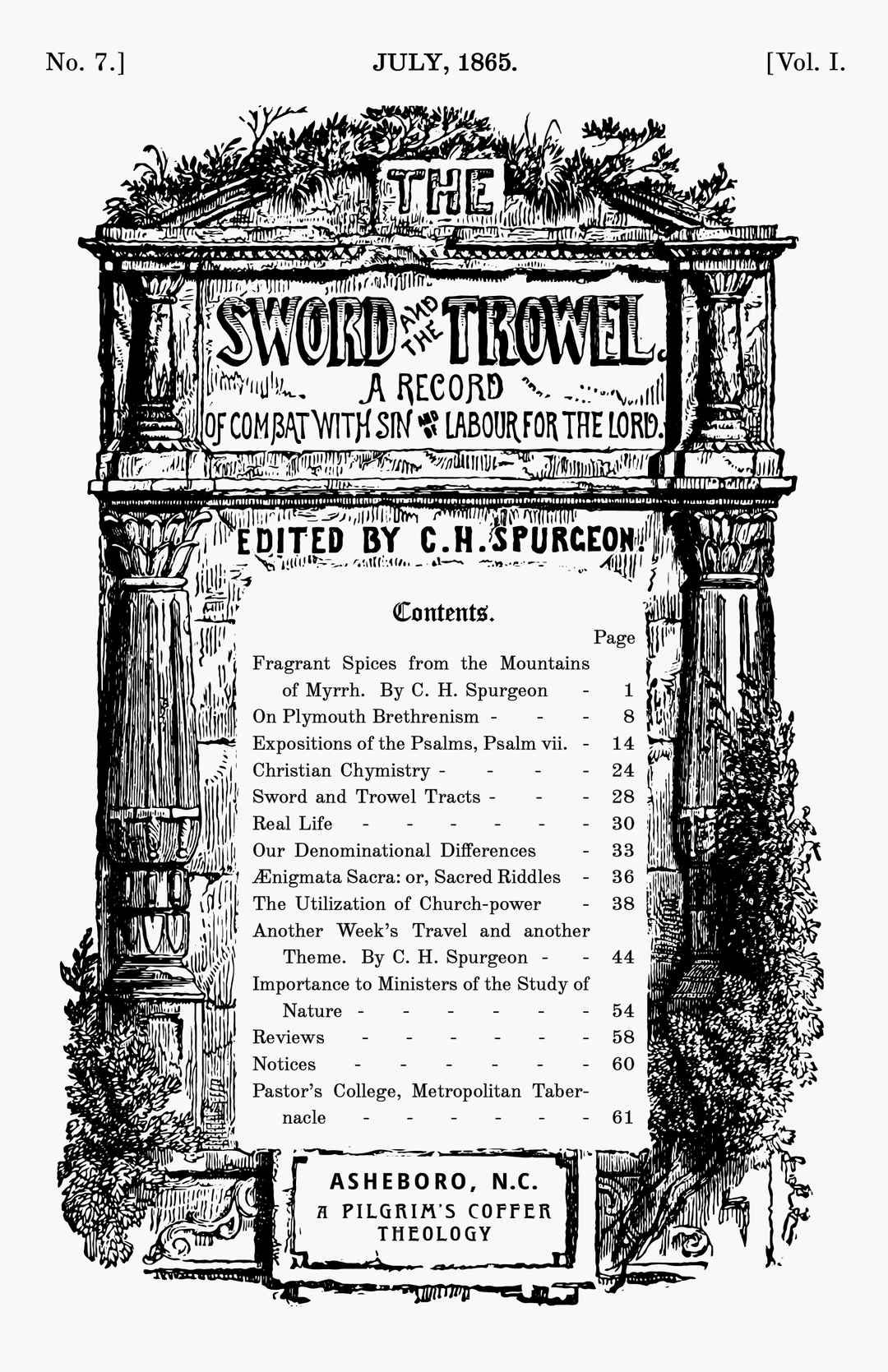 The Sword and the Trowel — July, 1865 (A Pilgrim's Coffer Theology Edition)
