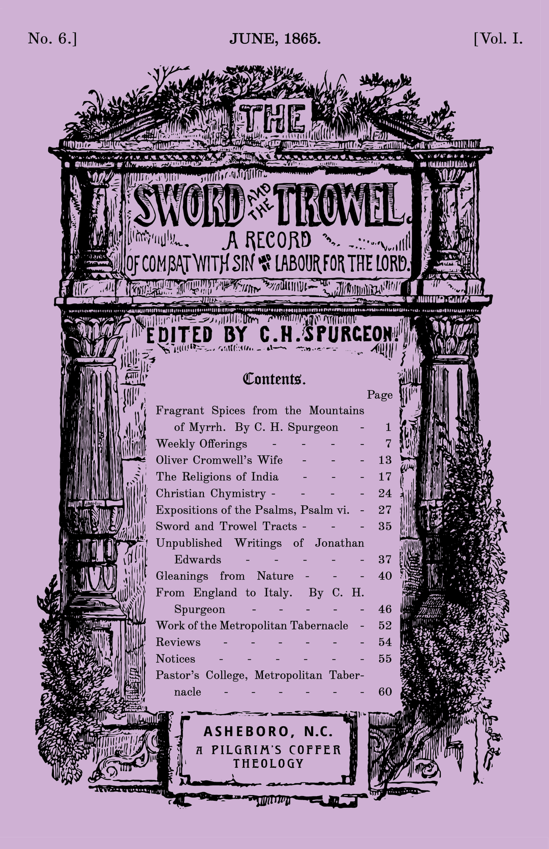 The Sword and the Trowel — June, 1865 (A Pilgrim's Coffer Theology Edition)