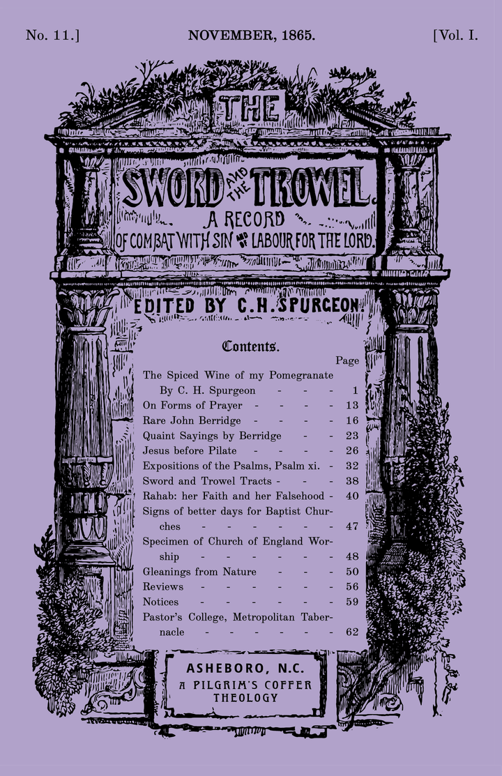 The Sword and the Trowel — November, 1865 (A Pilgrim's Coffer Theology Edition)